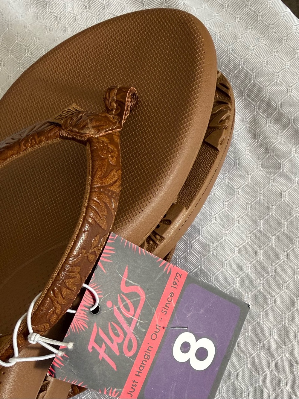 Flojos Women's Brown Embossed Thong Sandal